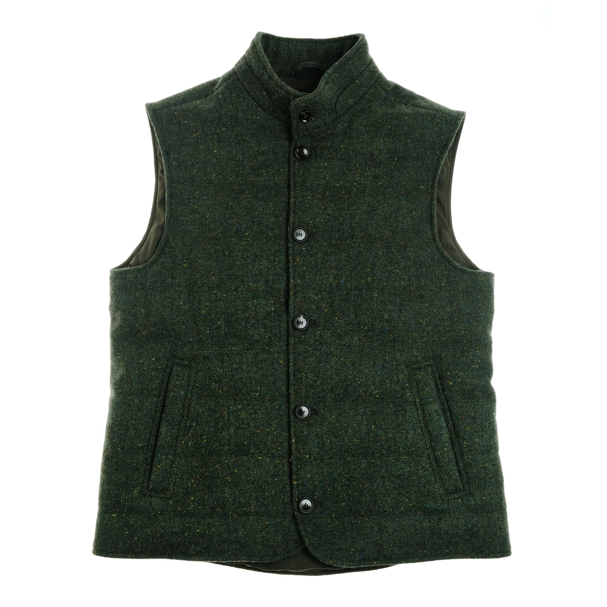 Auld Stock Donegal Quilted Tweed Buttoned Gilet - Image 2