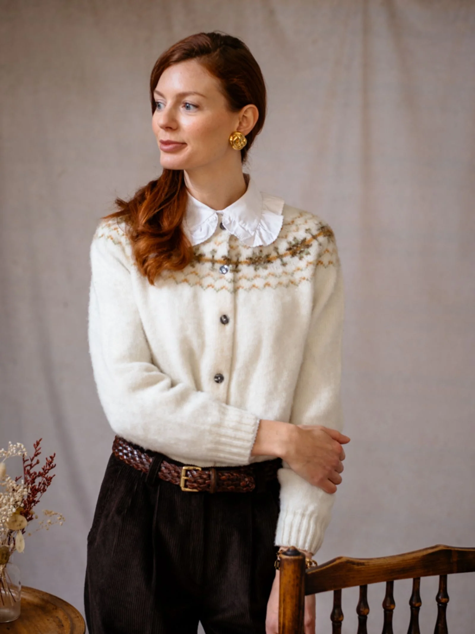 Brushed Shetland Fairisle Cardigan - Image 3