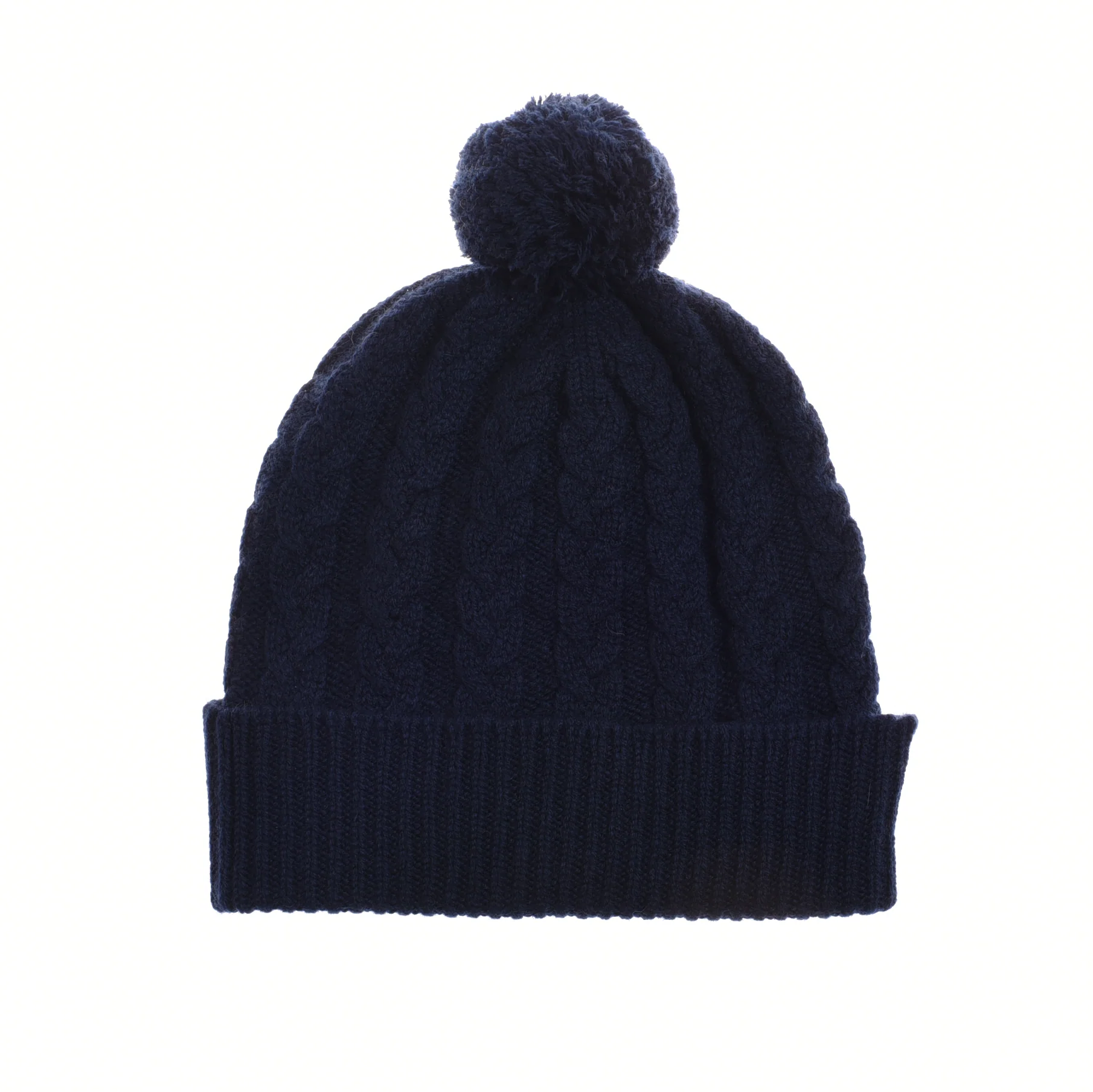 Chunky Cable Cashmere Hat with Pom Pom - Image 3